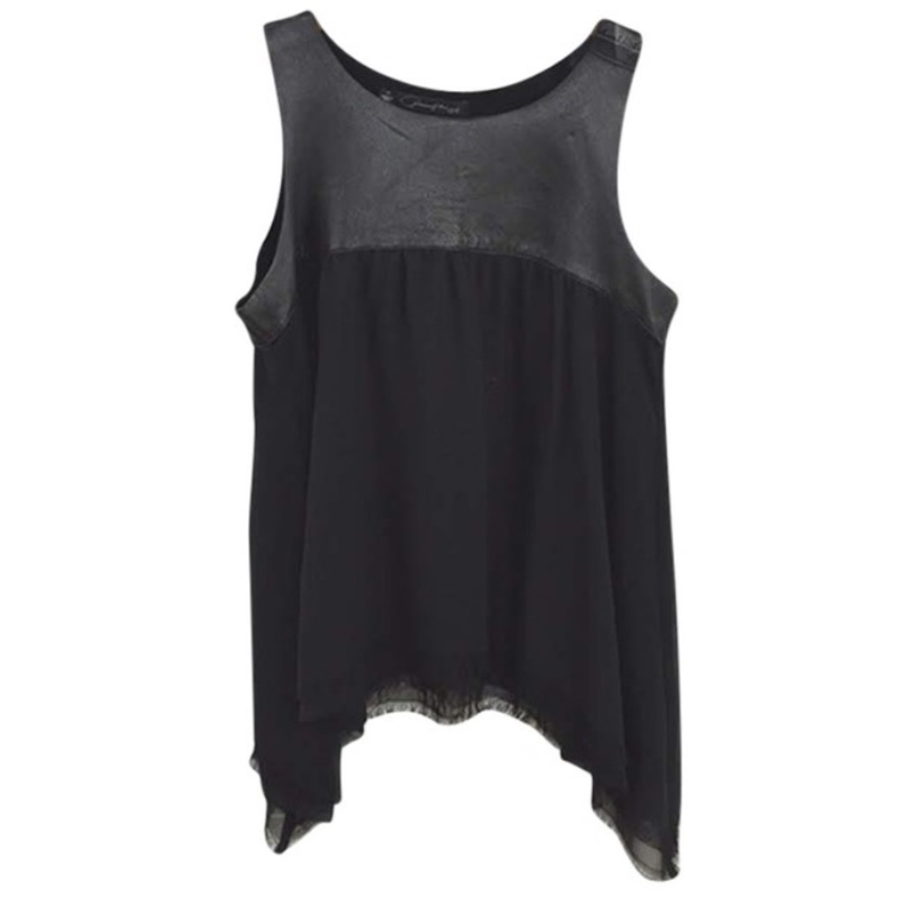 NWT Patterson J Kincaid Black leather top